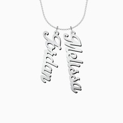 Sterling Silver Personalized Vertical 2 Name Necklace in Glamorous