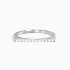 Sterling Silver Dainty Flat Top Stackable Ring with Accents and