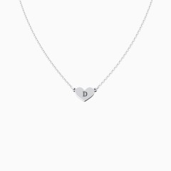 Sterling Silver Engravable Heart Charm Necklace