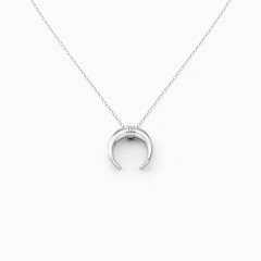 silver crescent horn necklace