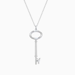 Sterling Silver Initial Skeleton Key Pendant - Y | Lee Fiori