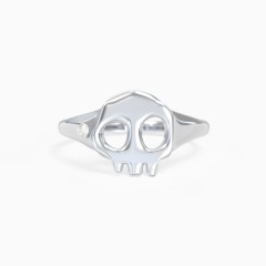 Sterling Silver Skull Ring with Accent Stone and Cubic Zirconia Stone