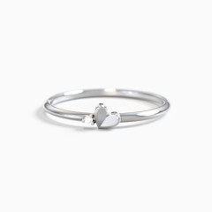 Sterling Silver Dainty Folded Heart Ring with Accent and Cubic Zirconia  Stone